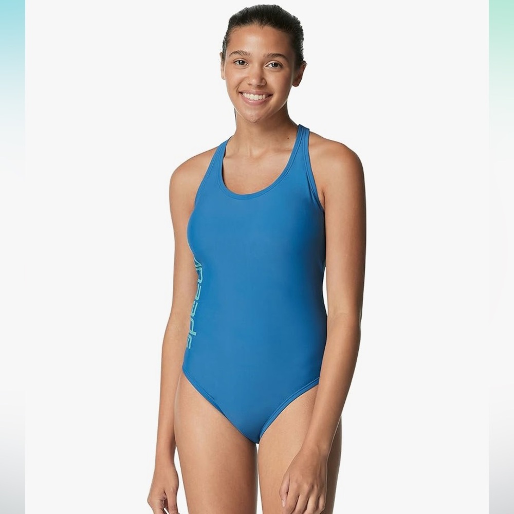Speedo Vibrant Blue Swimsuit with Strappy Back Size 14
